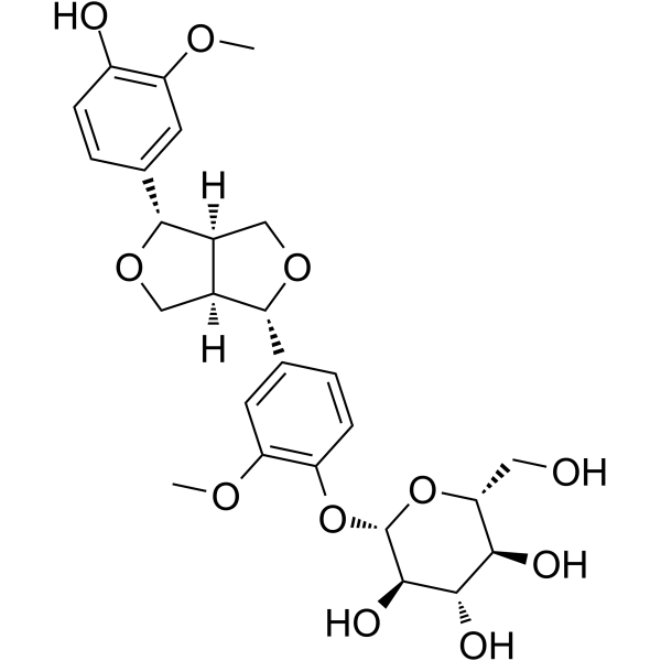 (+)-pinoresinol-4-O-beta-D-glucopyranoside Structure